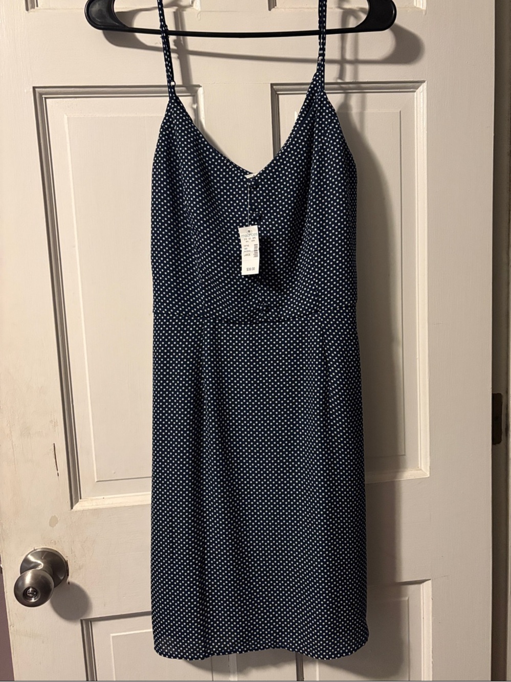 Maurices Navy Polka Dot Spaghetti Strap Dress